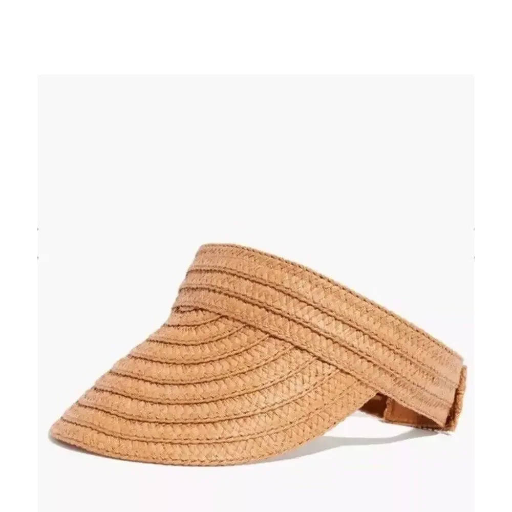 Madewell Womens Packabale Visor Hat Straw Brown Adjustable Beach One Size - Picture 3 of 10